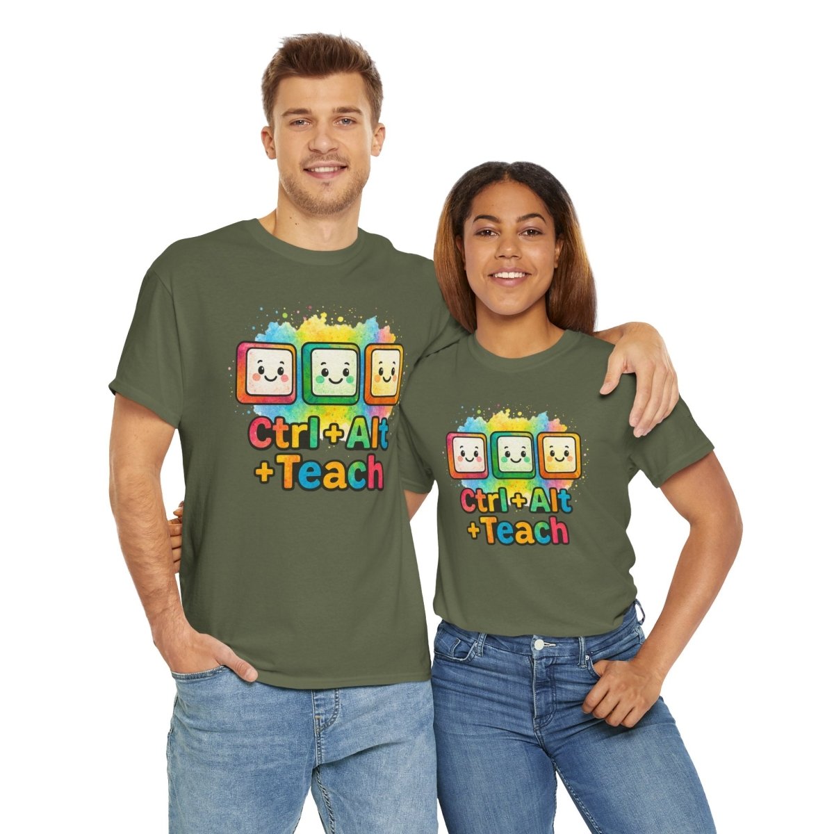 "CTRL.Alt.Teach" Colorful Teacher Tee Gift for Educators, Funny Teaching Shirt, Back to School Apparel, Classroom Humor Top - AI Tee Hero
