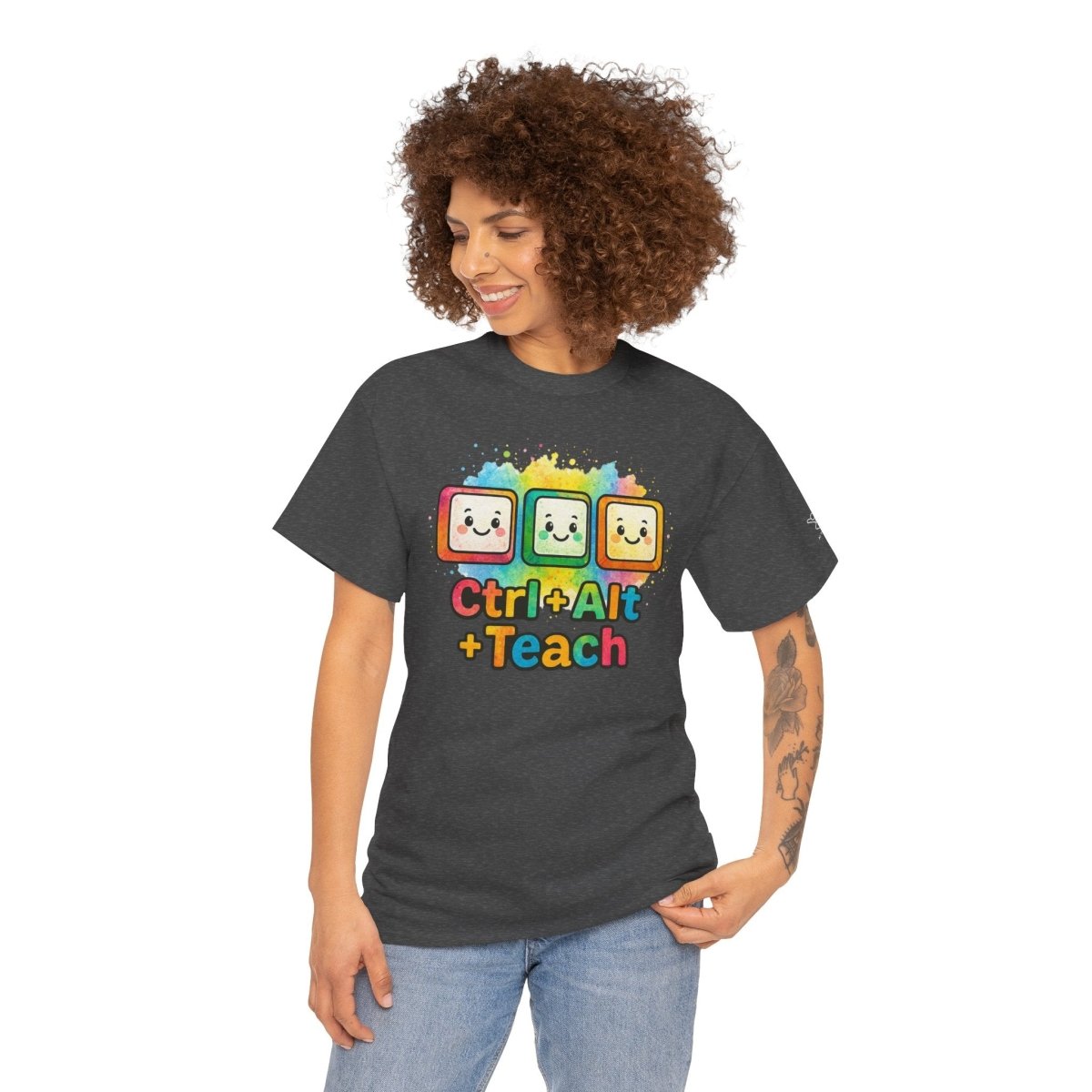 "CTRL.Alt.Teach" Colorful Teacher Tee Gift for Educators, Funny Teaching Shirt, Back to School Apparel, Classroom Humor Top - AI Tee Hero