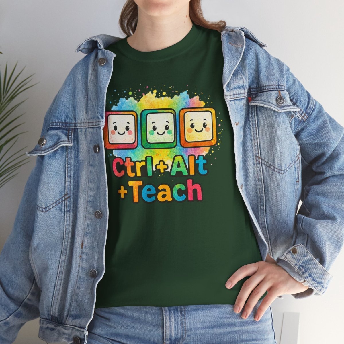 "CTRL.Alt.Teach" Colorful Teacher Tee Gift for Educators, Funny Teaching Shirt, Back to School Apparel, Classroom Humor Top - AI Tee Hero