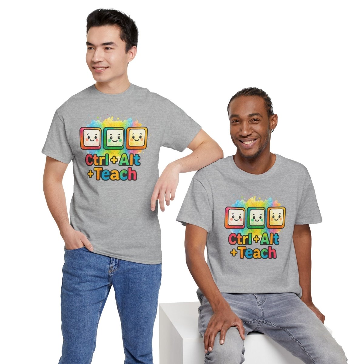 "CTRL.Alt.Teach" Colorful Teacher Tee Gift for Educators, Funny Teaching Shirt, Back to School Apparel, Classroom Humor Top - AI Tee Hero