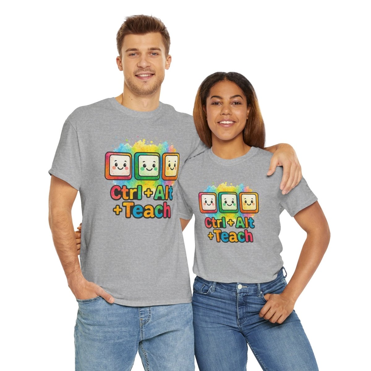 "CTRL.Alt.Teach" Colorful Teacher Tee Gift for Educators, Funny Teaching Shirt, Back to School Apparel, Classroom Humor Top - AI Tee Hero