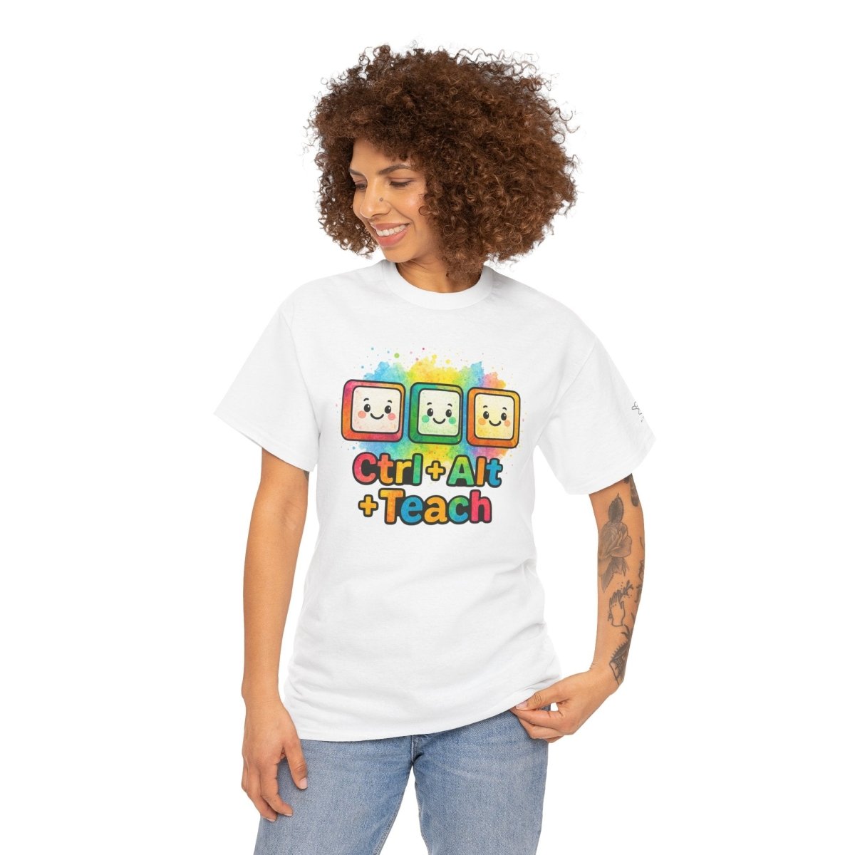"CTRL.Alt.Teach" Colorful Teacher Tee Gift for Educators, Funny Teaching Shirt, Back to School Apparel, Classroom Humor Top - AI Tee Hero