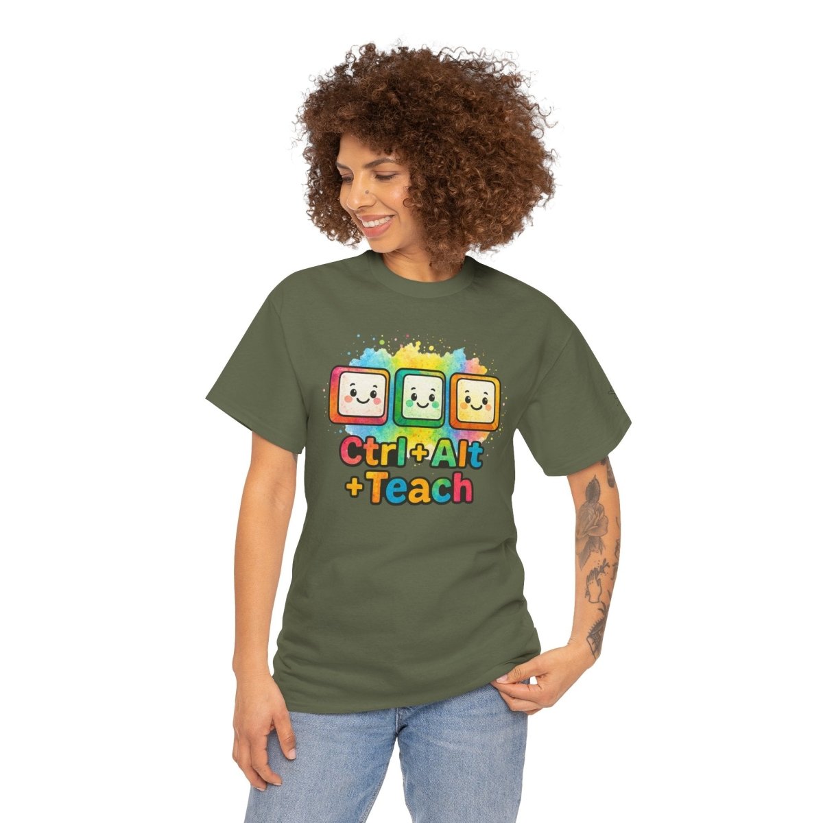 "CTRL.Alt.Teach" Colorful Teacher Tee Gift for Educators, Funny Teaching Shirt, Back to School Apparel, Classroom Humor Top - AI Tee Hero