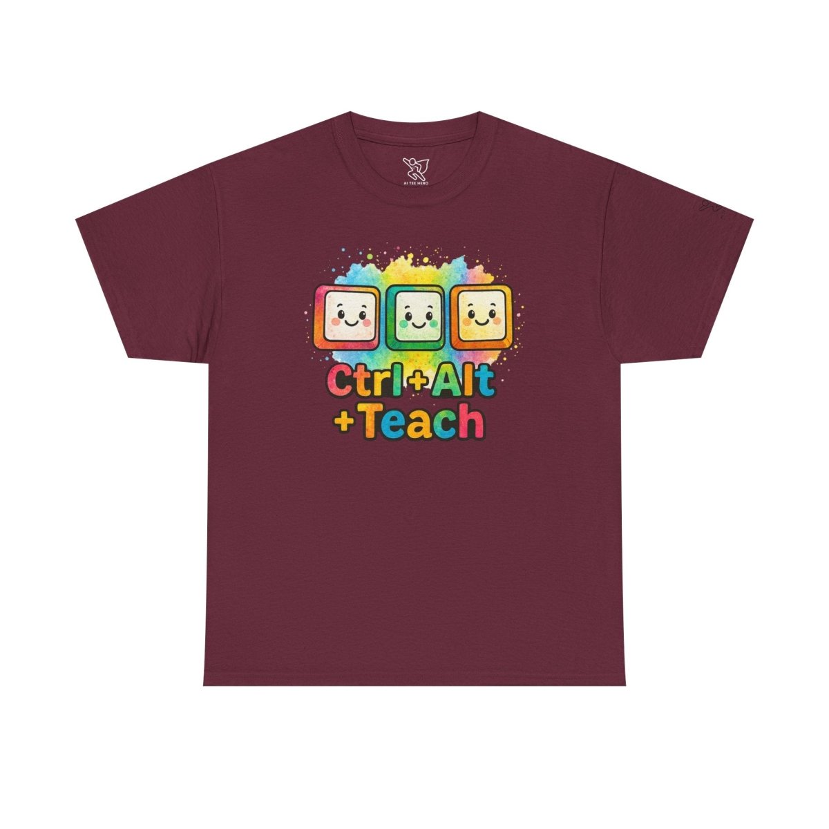 "CTRL.Alt.Teach" Colorful Teacher Tee Gift for Educators, Funny Teaching Shirt, Back to School Apparel, Classroom Humor Top - AI Tee Hero