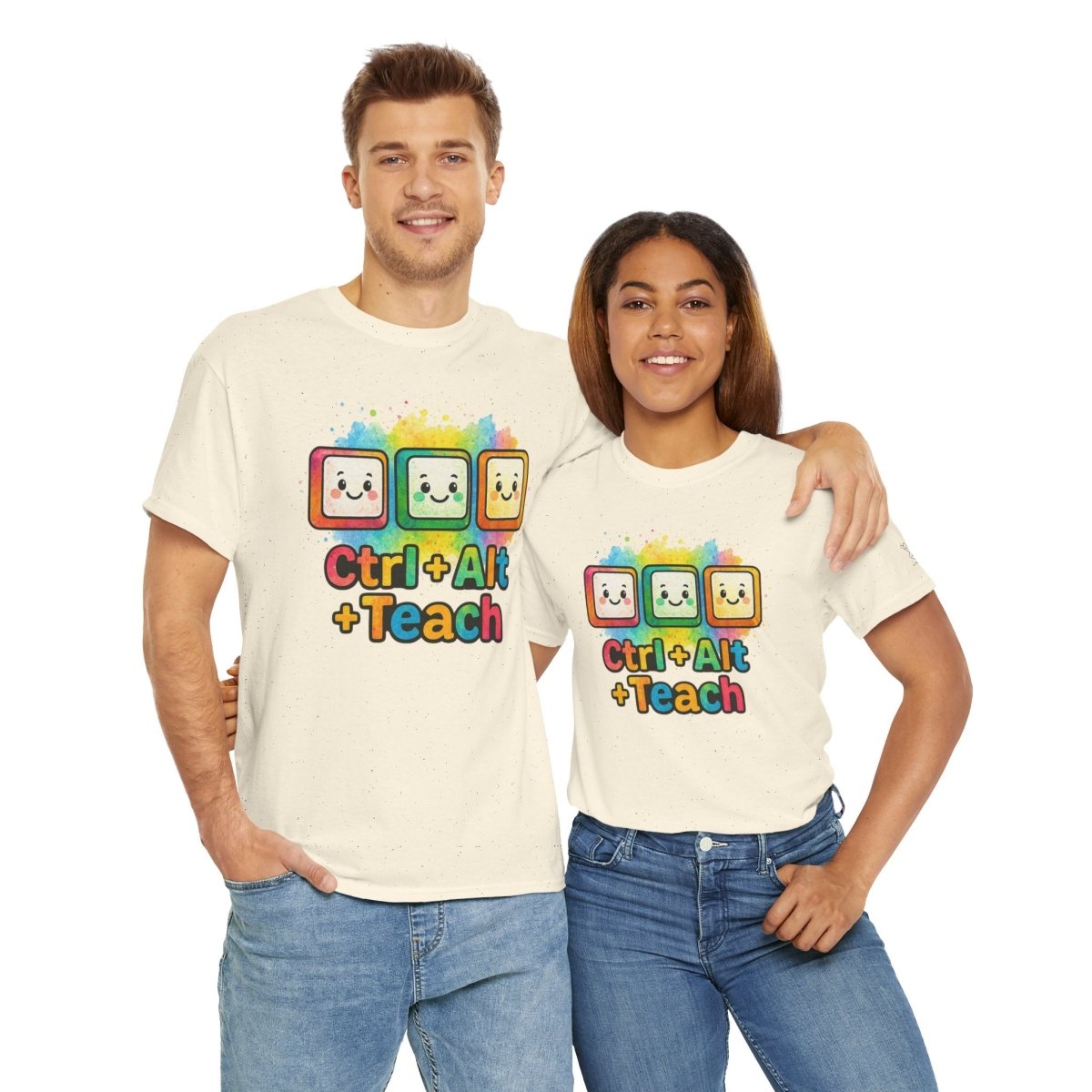 "CTRL.Alt.Teach" Colorful Teacher Tee Gift for Educators, Funny Teaching Shirt, Back to School Apparel, Classroom Humor Top - AI Tee Hero