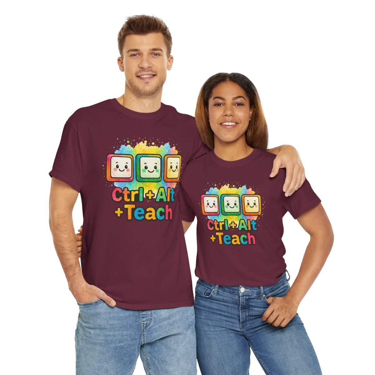 "CTRL.Alt.Teach" Colorful Teacher Tee Gift for Educators, Funny Teaching Shirt, Back to School Apparel, Classroom Humor Top - AI Tee Hero