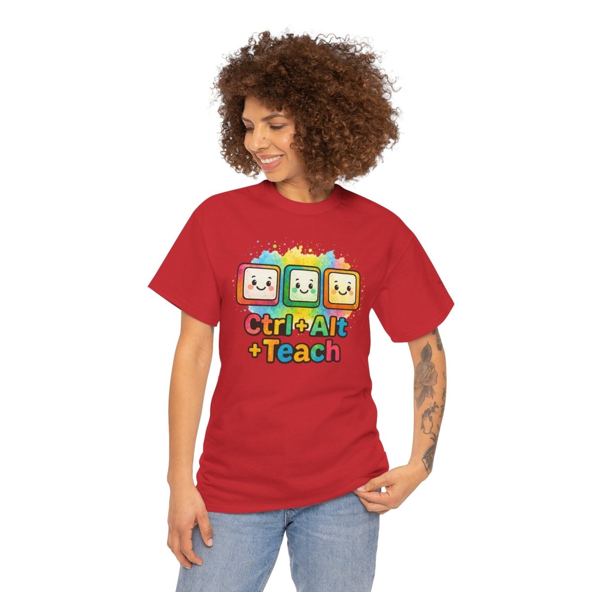 "CTRL.Alt.Teach" Colorful Teacher Tee Gift for Educators, Funny Teaching Shirt, Back to School Apparel, Classroom Humor Top - AI Tee Hero