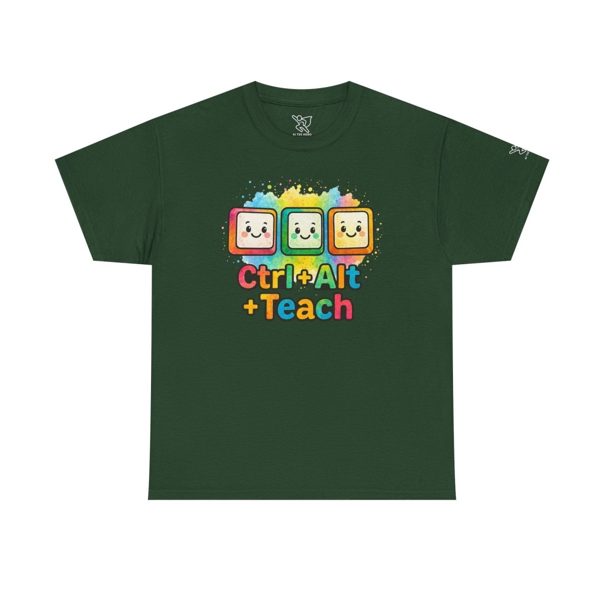 "CTRL.Alt.Teach" Colorful Teacher Tee Gift for Educators, Funny Teaching Shirt, Back to School Apparel, Classroom Humor Top - AI Tee Hero