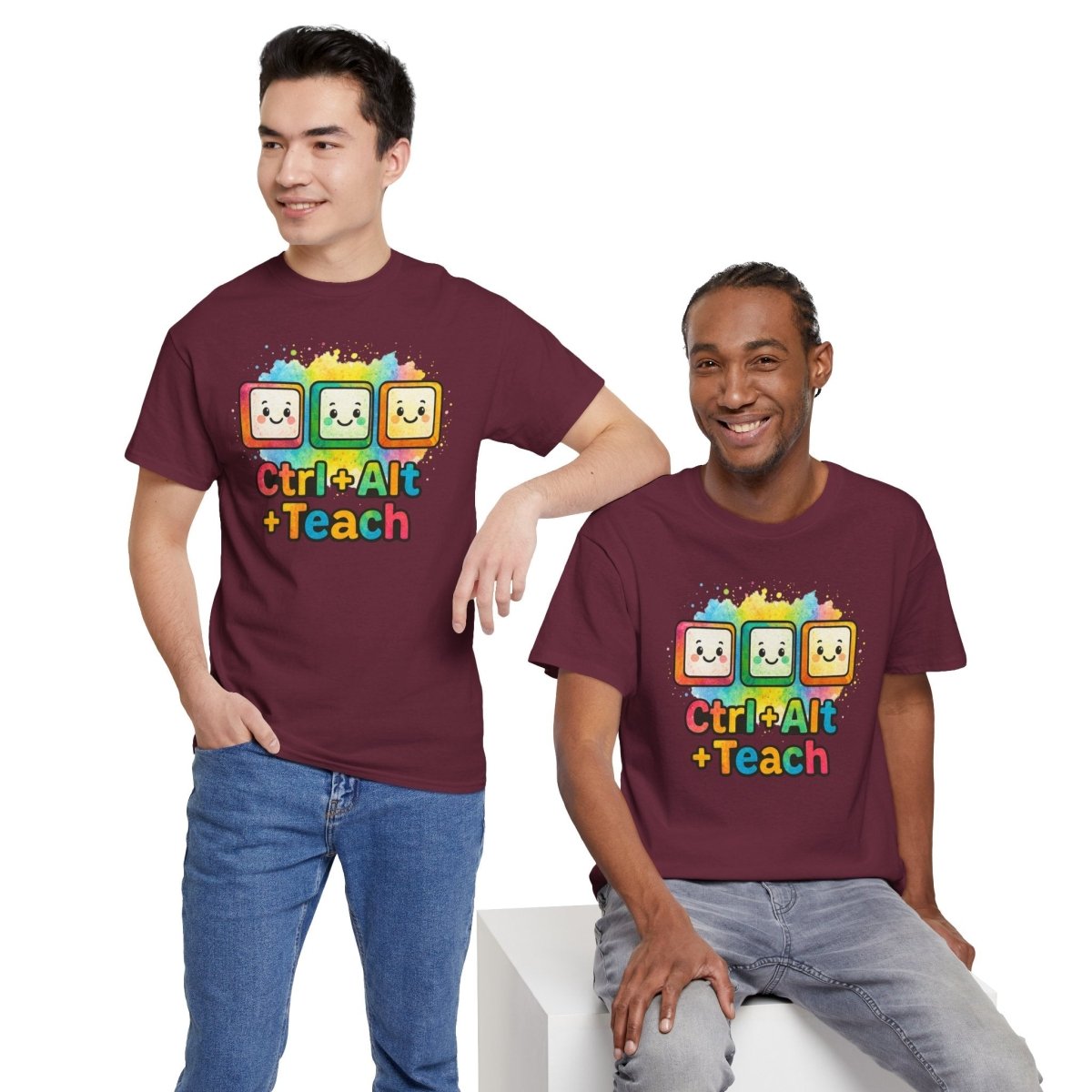 "CTRL.Alt.Teach" Colorful Teacher Tee Gift for Educators, Funny Teaching Shirt, Back to School Apparel, Classroom Humor Top - AI Tee Hero