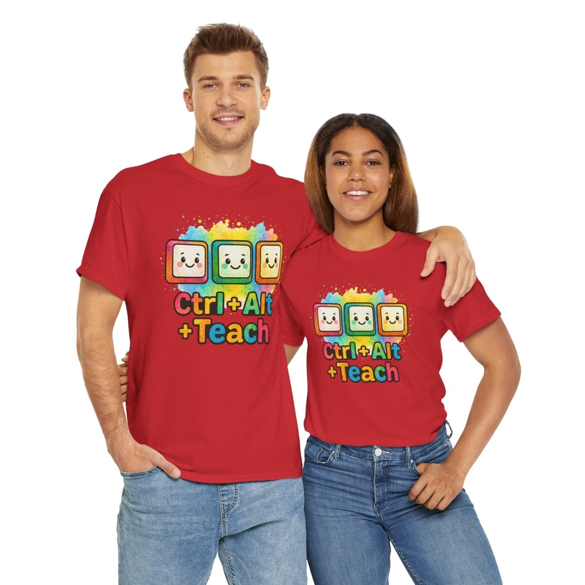 "CTRL.Alt.Teach" Colorful Teacher Tee Gift for Educators, Funny Teaching Shirt, Back to School Apparel, Classroom Humor Top - AI Tee Hero