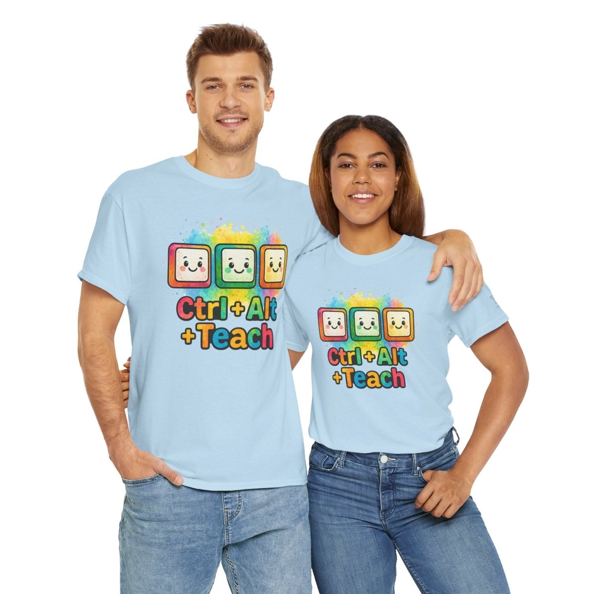 "CTRL.Alt.Teach" Colorful Teacher Tee Gift for Educators, Funny Teaching Shirt, Back to School Apparel, Classroom Humor Top - AI Tee Hero