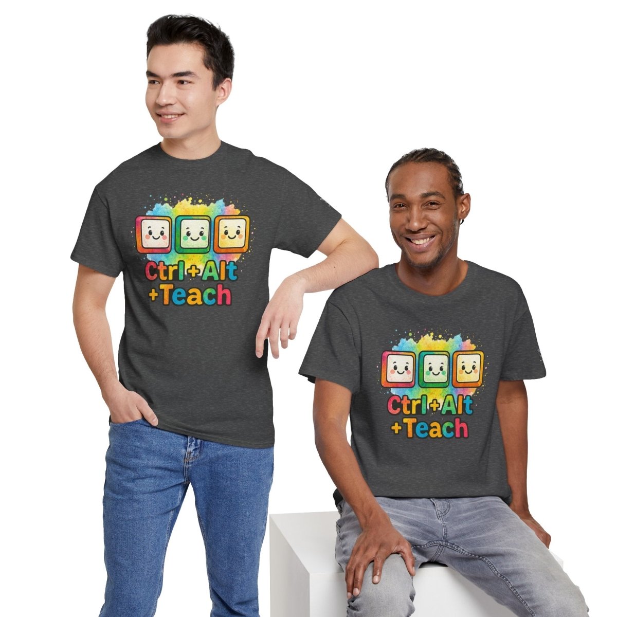 "CTRL.Alt.Teach" Colorful Teacher Tee Gift for Educators, Funny Teaching Shirt, Back to School Apparel, Classroom Humor Top - AI Tee Hero