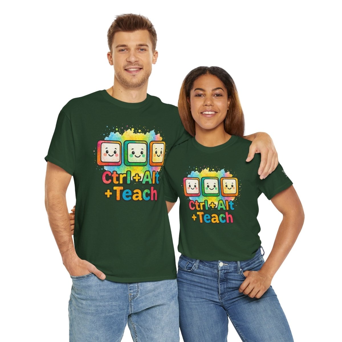 "CTRL.Alt.Teach" Colorful Teacher Tee Gift for Educators, Funny Teaching Shirt, Back to School Apparel, Classroom Humor Top - AI Tee Hero