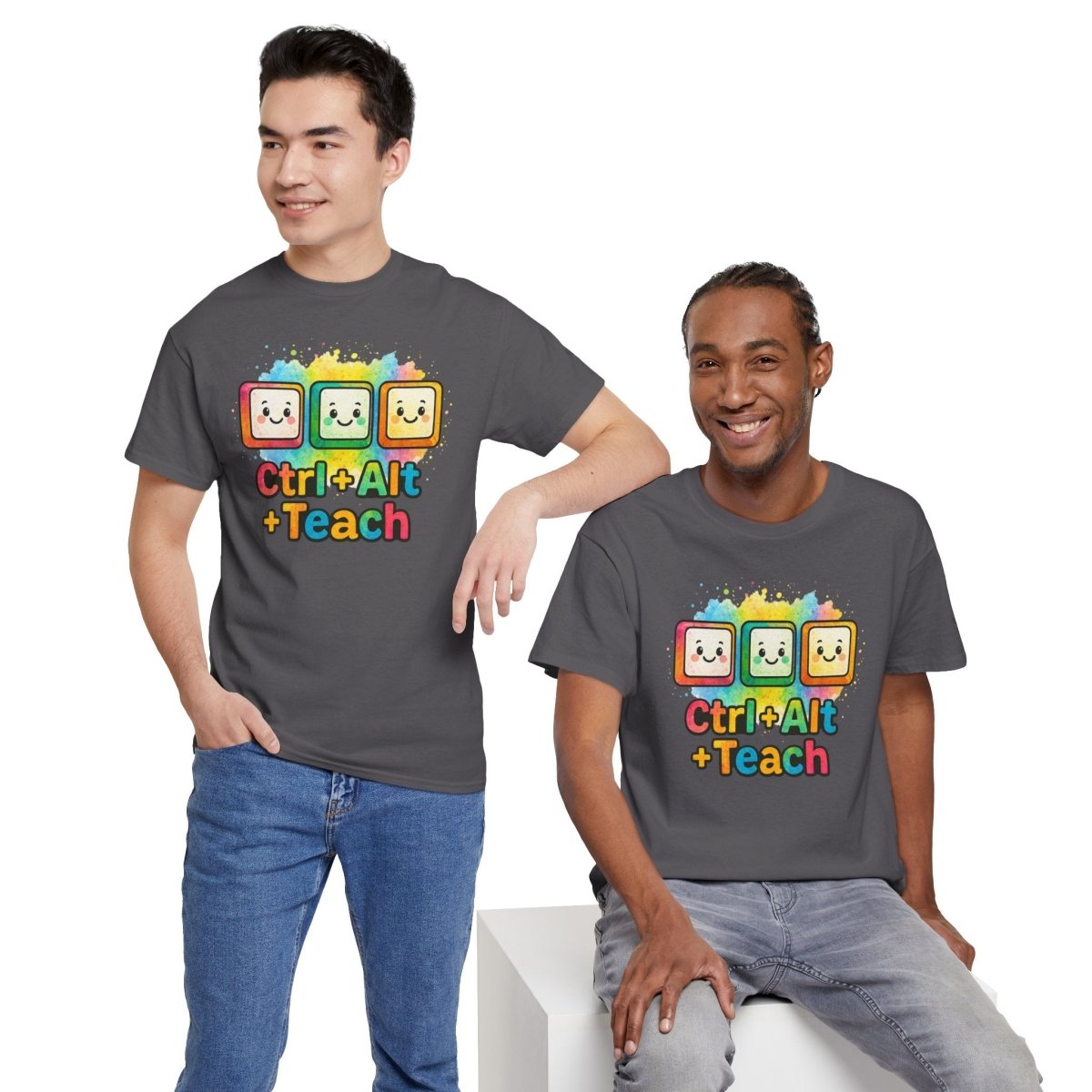 "CTRL.Alt.Teach" Colorful Teacher Tee Gift for Educators, Funny Teaching Shirt, Back to School Apparel, Classroom Humor Top - AI Tee Hero