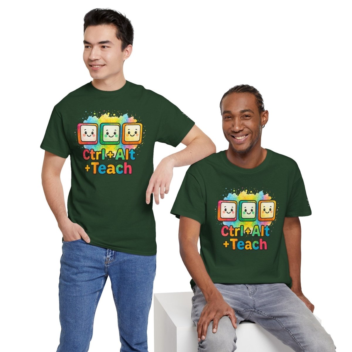 "CTRL.Alt.Teach" Colorful Teacher Tee Gift for Educators, Funny Teaching Shirt, Back to School Apparel, Classroom Humor Top - AI Tee Hero