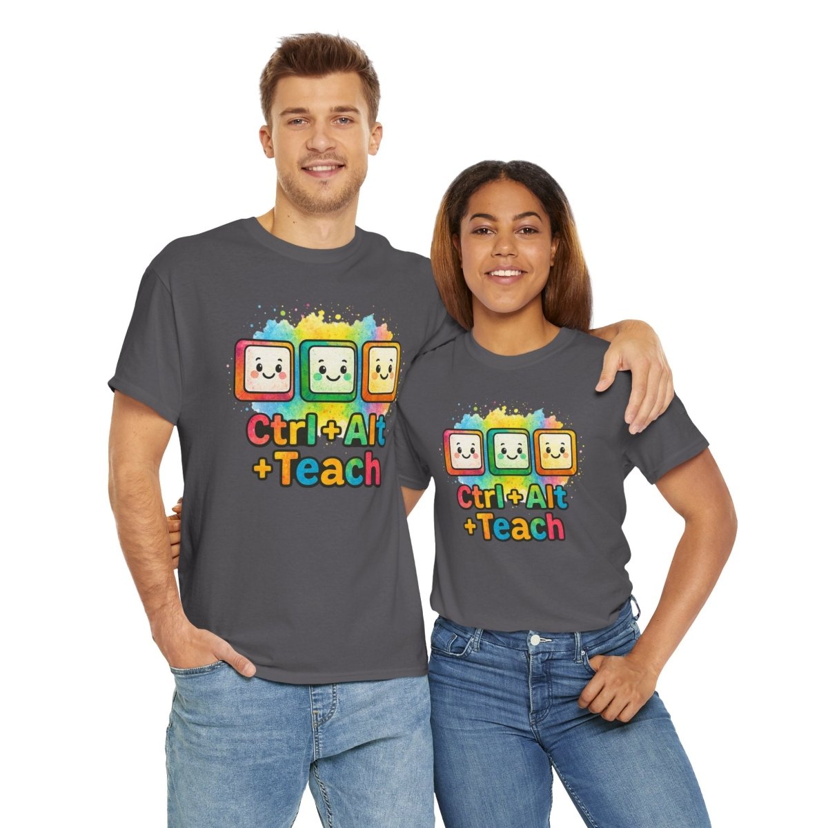 "CTRL.Alt.Teach" Colorful Teacher Tee Gift for Educators, Funny Teaching Shirt, Back to School Apparel, Classroom Humor Top - AI Tee Hero