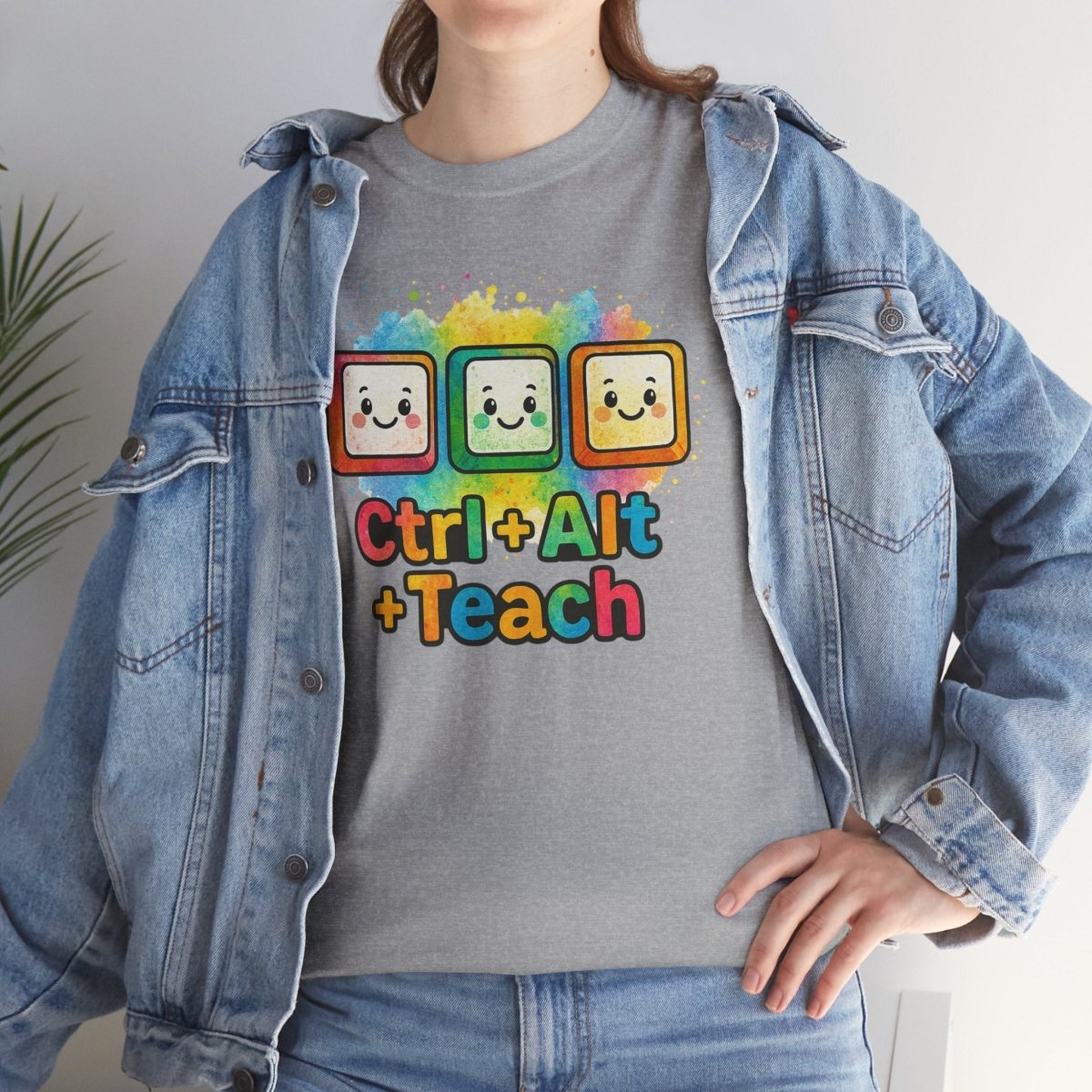 "CTRL.Alt.Teach" Colorful Teacher Tee Gift for Educators, Funny Teaching Shirt, Back to School Apparel, Classroom Humor Top - AI Tee Hero