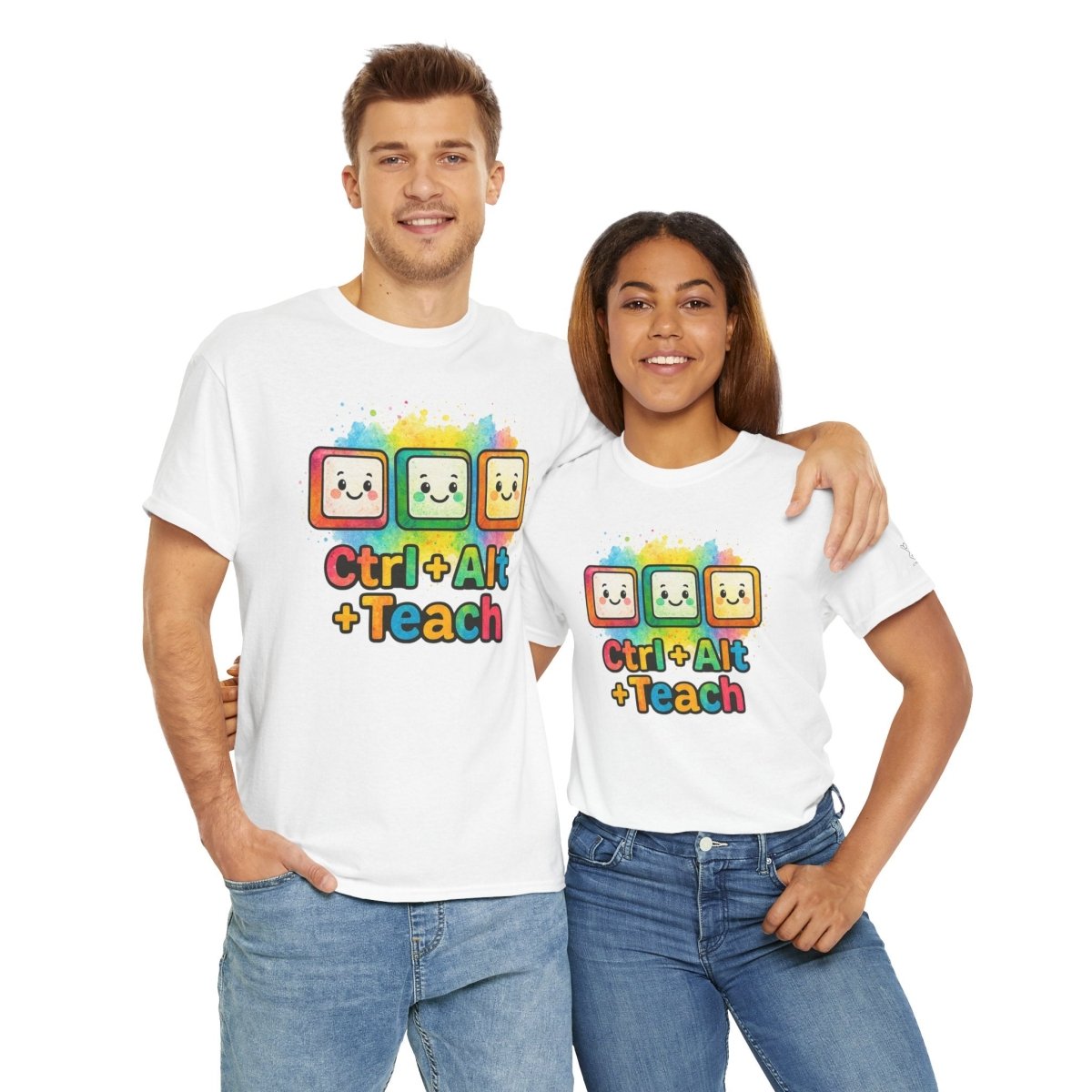 "CTRL.Alt.Teach" Colorful Teacher Tee Gift for Educators, Funny Teaching Shirt, Back to School Apparel, Classroom Humor Top - AI Tee Hero