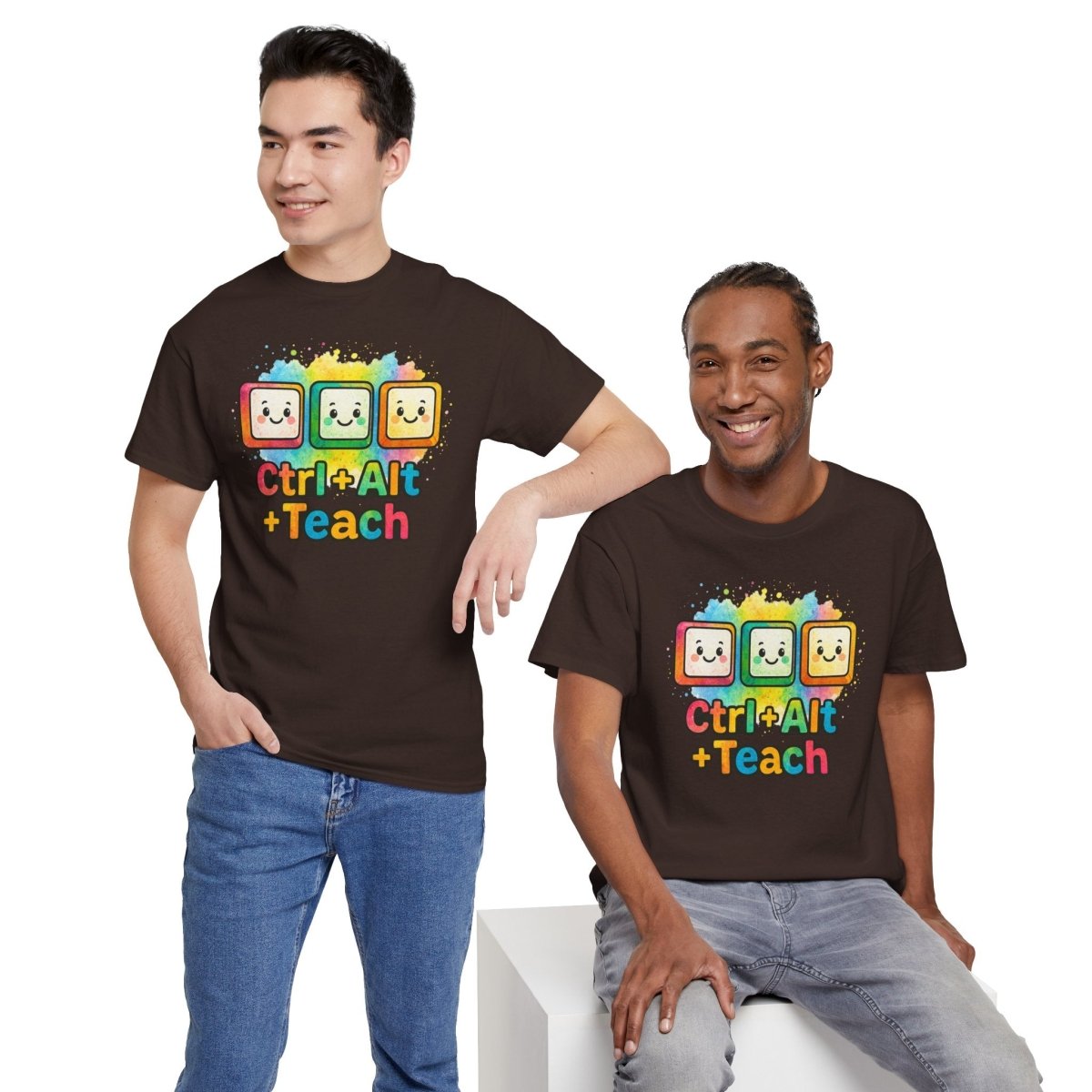"CTRL.Alt.Teach" Colorful Teacher Tee Gift for Educators, Funny Teaching Shirt, Back to School Apparel, Classroom Humor Top - AI Tee Hero
