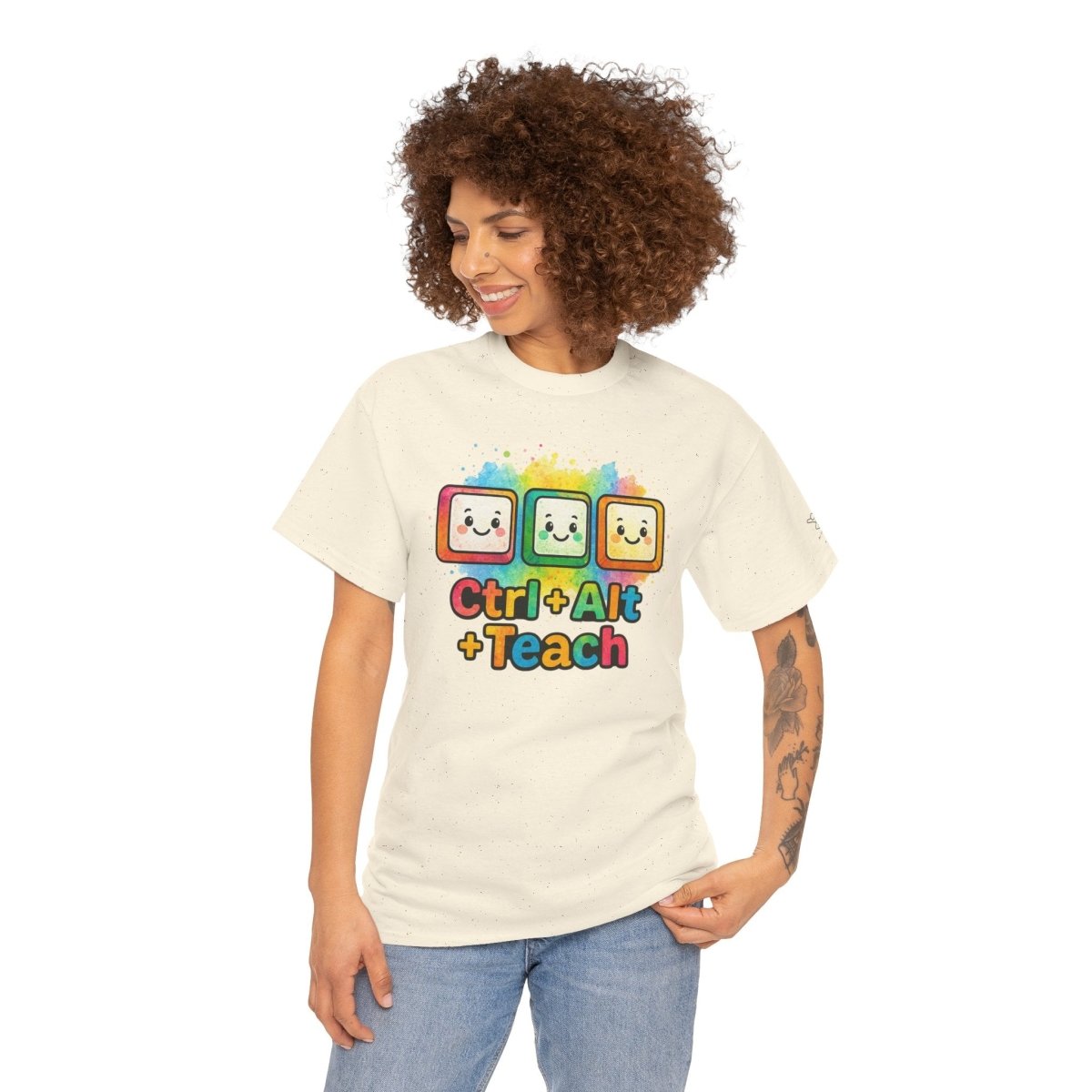 "CTRL.Alt.Teach" Colorful Teacher Tee Gift for Educators, Funny Teaching Shirt, Back to School Apparel, Classroom Humor Top - AI Tee Hero
