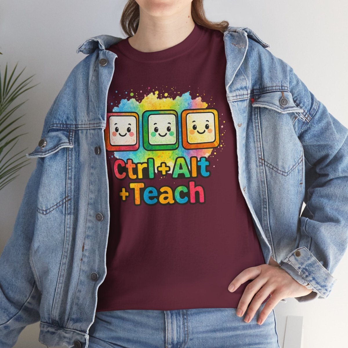 "CTRL.Alt.Teach" Colorful Teacher Tee Gift for Educators, Funny Teaching Shirt, Back to School Apparel, Classroom Humor Top - AI Tee Hero