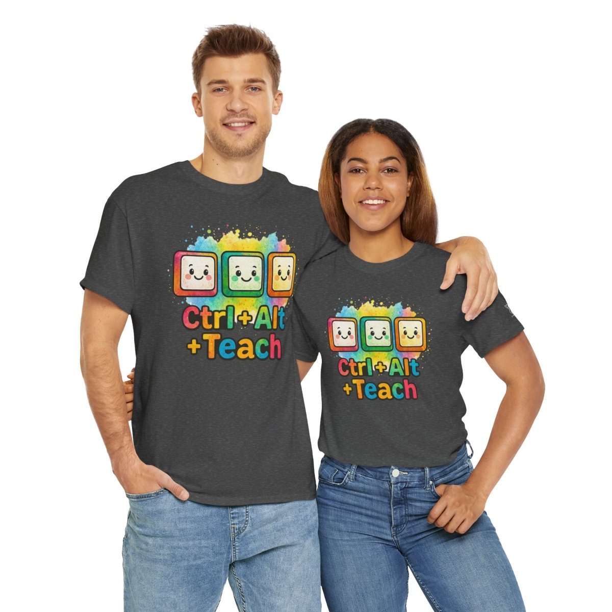 "CTRL.Alt.Teach" Colorful Teacher Tee Gift for Educators, Funny Teaching Shirt, Back to School Apparel, Classroom Humor Top - AI Tee Hero