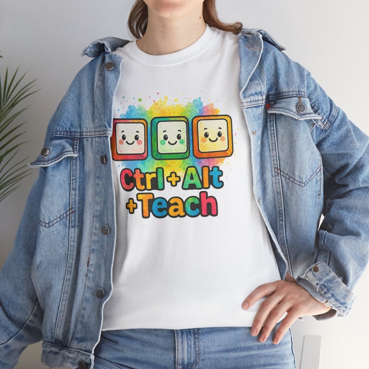 "CTRL.Alt.Teach" Colorful Teacher Tee Gift for Educators, Funny Teaching Shirt, Back to School Apparel, Classroom Humor Top - AI Tee Hero