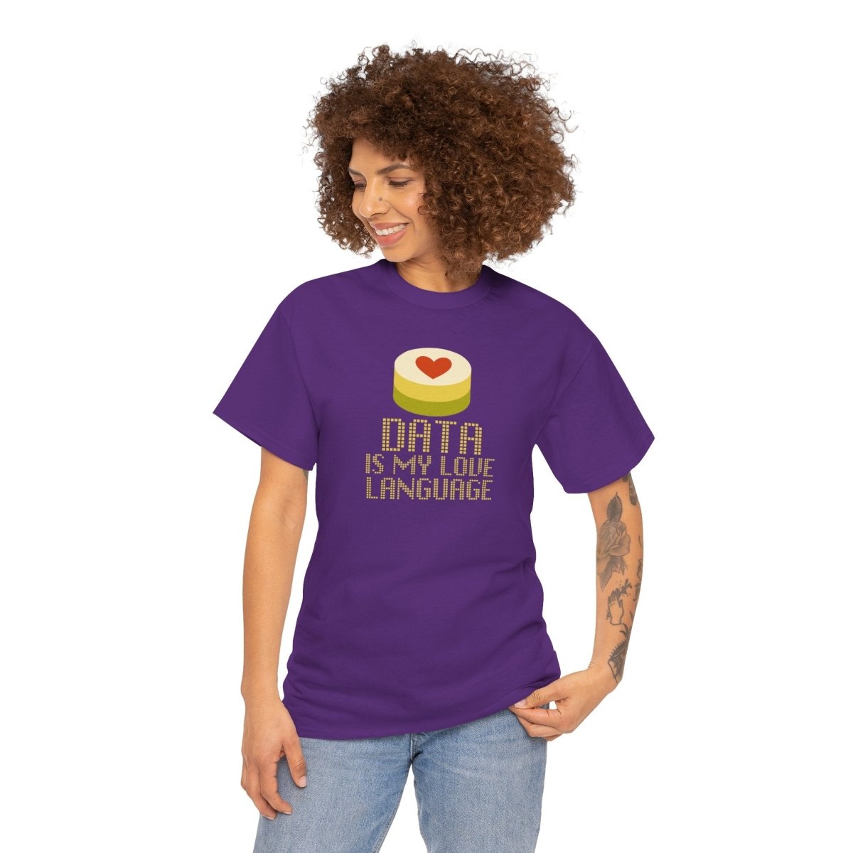 "Data is My Love Language" CW - 1 Casual Unisex Cotton T-Shirt, Tech Enthusiast Gift, Cute Data Lover Apparel, Geeky Gift for Him Her - AI Tee Hero