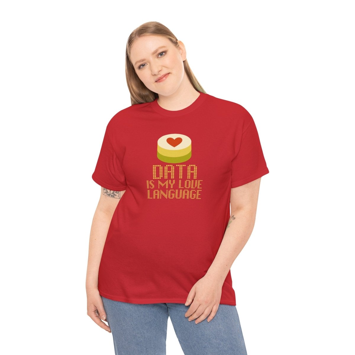 "Data is My Love Language" CW - 1 Casual Unisex Cotton T-Shirt, Tech Enthusiast Gift, Cute Data Lover Apparel, Geeky Gift for Him Her - AI Tee Hero