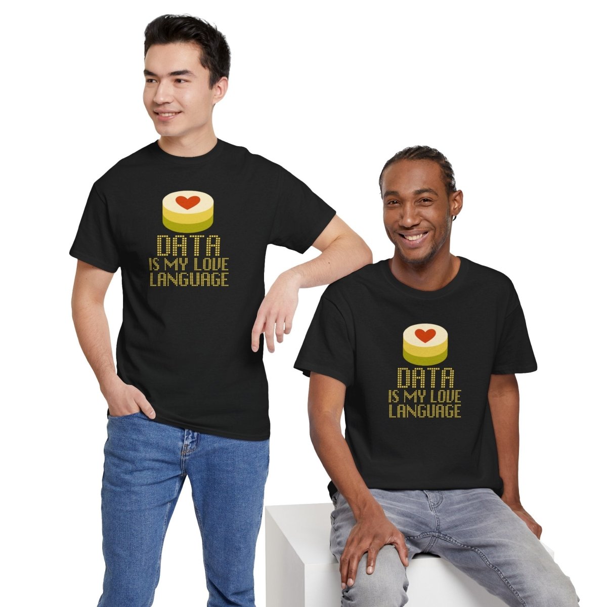 "Data is My Love Language" CW - 1 Casual Unisex Cotton T-Shirt, Tech Enthusiast Gift, Cute Data Lover Apparel, Geeky Gift for Him Her - AI Tee Hero