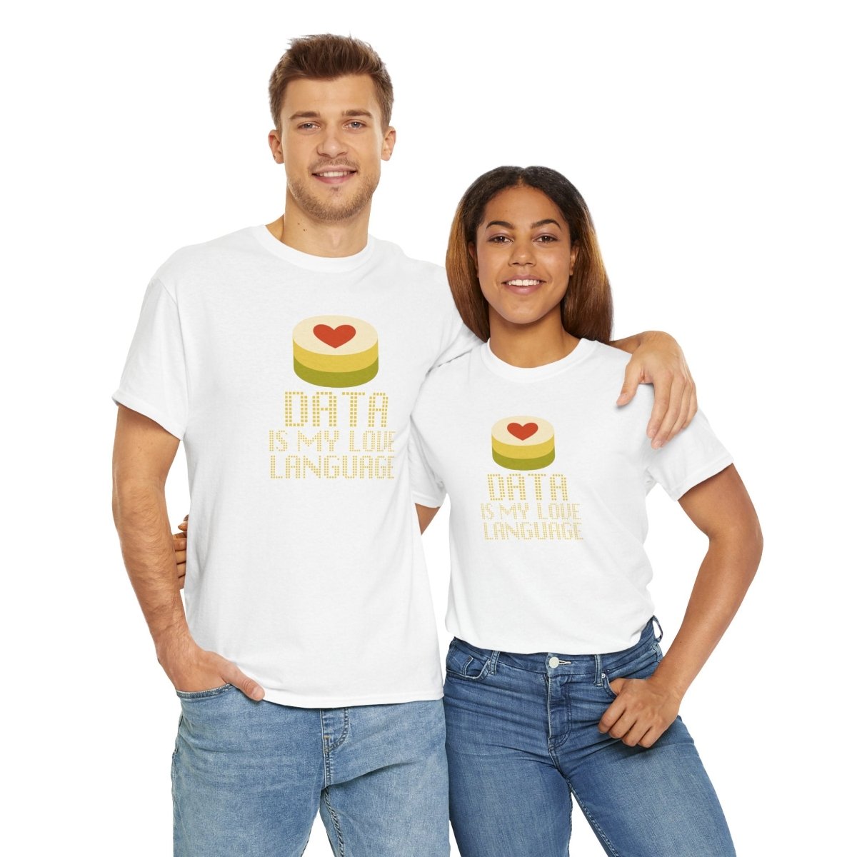 "Data is My Love Language" CW - 1 Casual Unisex Cotton T-Shirt, Tech Enthusiast Gift, Cute Data Lover Apparel, Geeky Gift for Him Her - AI Tee Hero