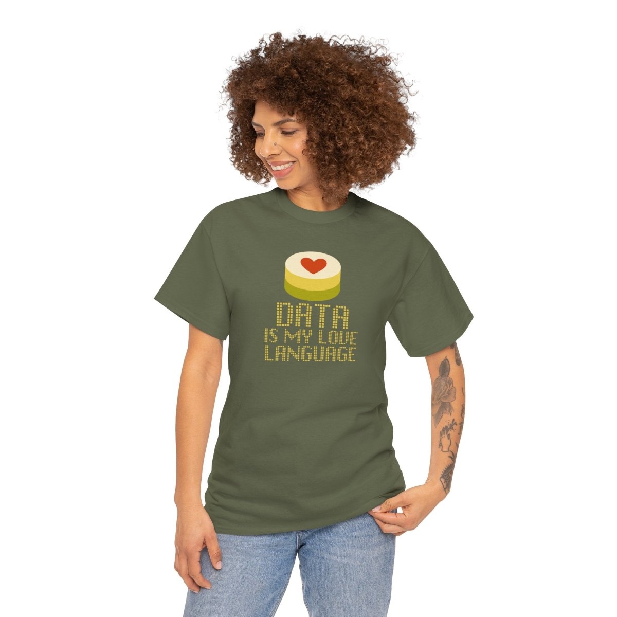 "Data is My Love Language" CW - 1 Casual Unisex Cotton T-Shirt, Tech Enthusiast Gift, Cute Data Lover Apparel, Geeky Gift for Him Her - AI Tee Hero