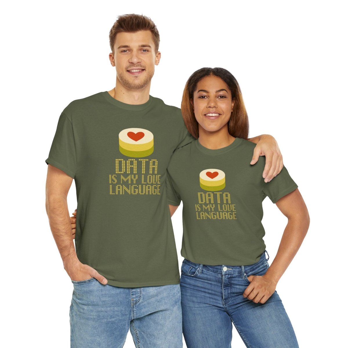 "Data is My Love Language" CW - 1 Casual Unisex Cotton T-Shirt, Tech Enthusiast Gift, Cute Data Lover Apparel, Geeky Gift for Him Her - AI Tee Hero