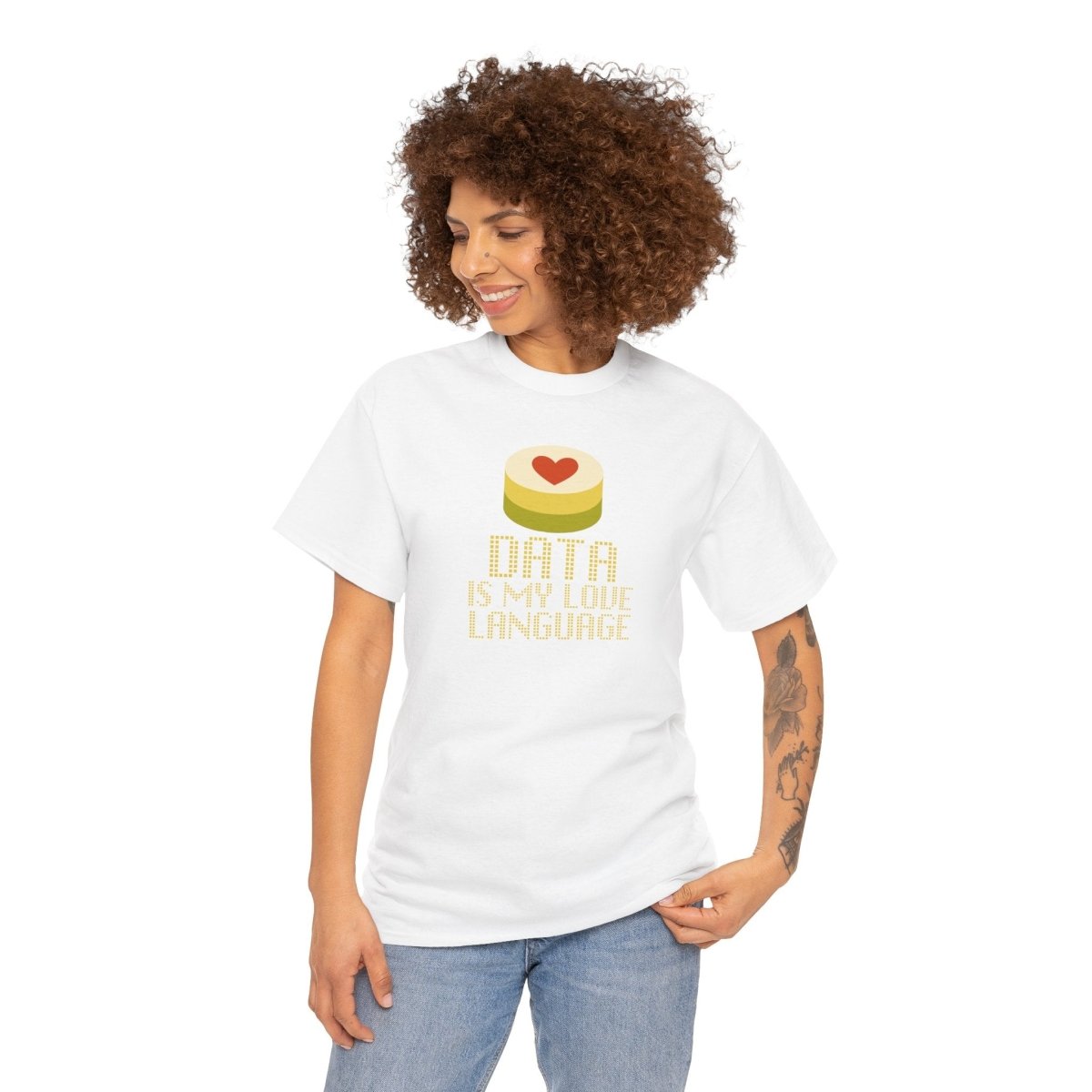 "Data is My Love Language" CW - 1 Casual Unisex Cotton T-Shirt, Tech Enthusiast Gift, Cute Data Lover Apparel, Geeky Gift for Him Her - AI Tee Hero