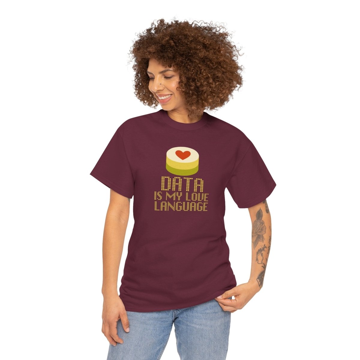 "Data is My Love Language" CW - 1 Casual Unisex Cotton T-Shirt, Tech Enthusiast Gift, Cute Data Lover Apparel, Geeky Gift for Him Her - AI Tee Hero
