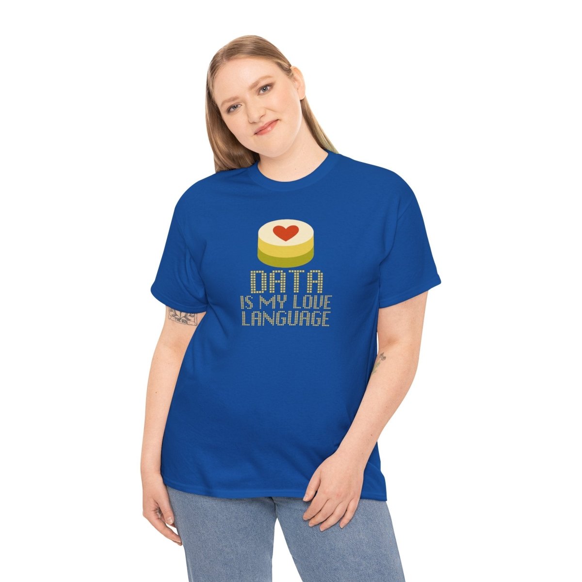 "Data is My Love Language" CW - 1 Casual Unisex Cotton T-Shirt, Tech Enthusiast Gift, Cute Data Lover Apparel, Geeky Gift for Him Her - AI Tee Hero