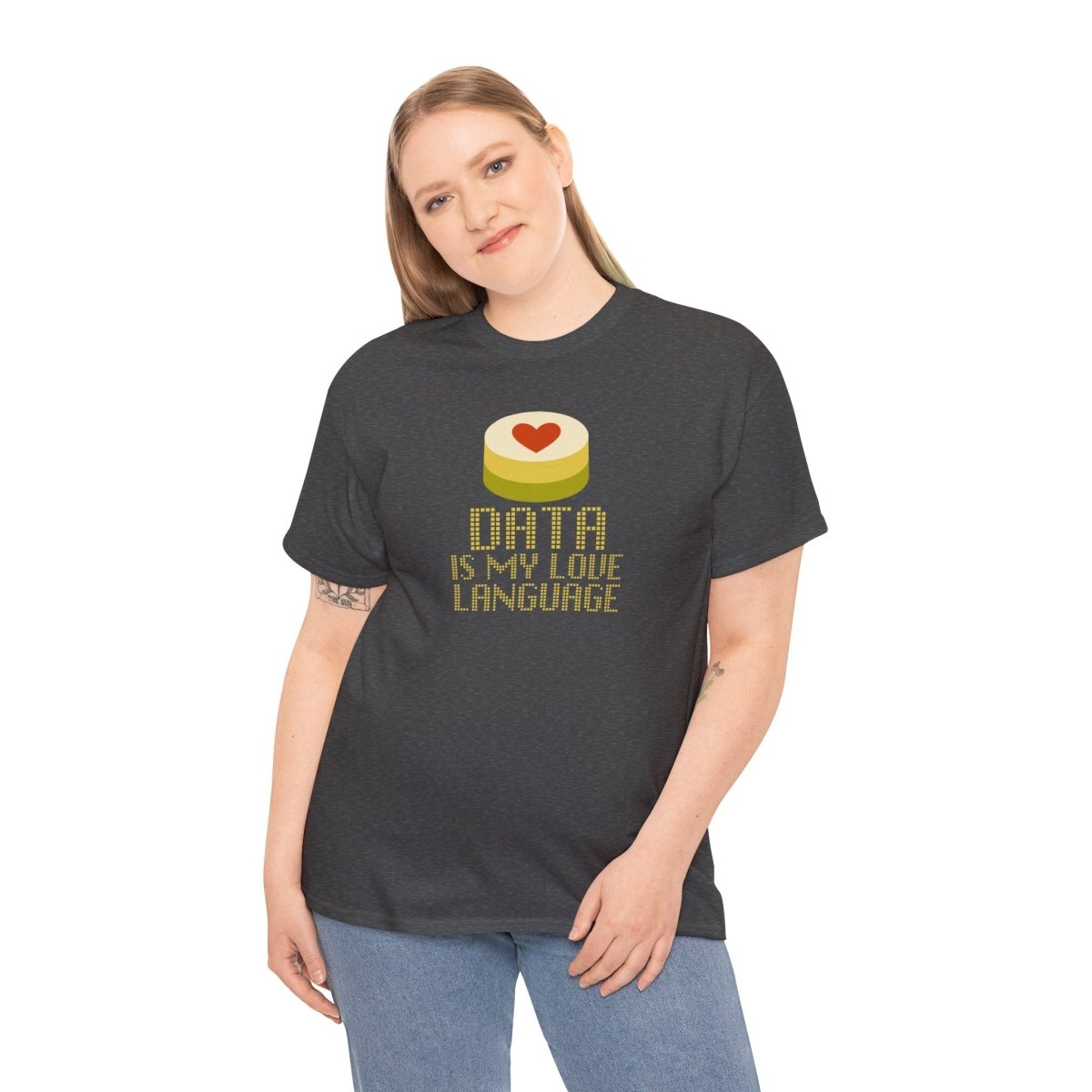 "Data is My Love Language" CW - 1 Casual Unisex Cotton T-Shirt, Tech Enthusiast Gift, Cute Data Lover Apparel, Geeky Gift for Him Her - AI Tee Hero