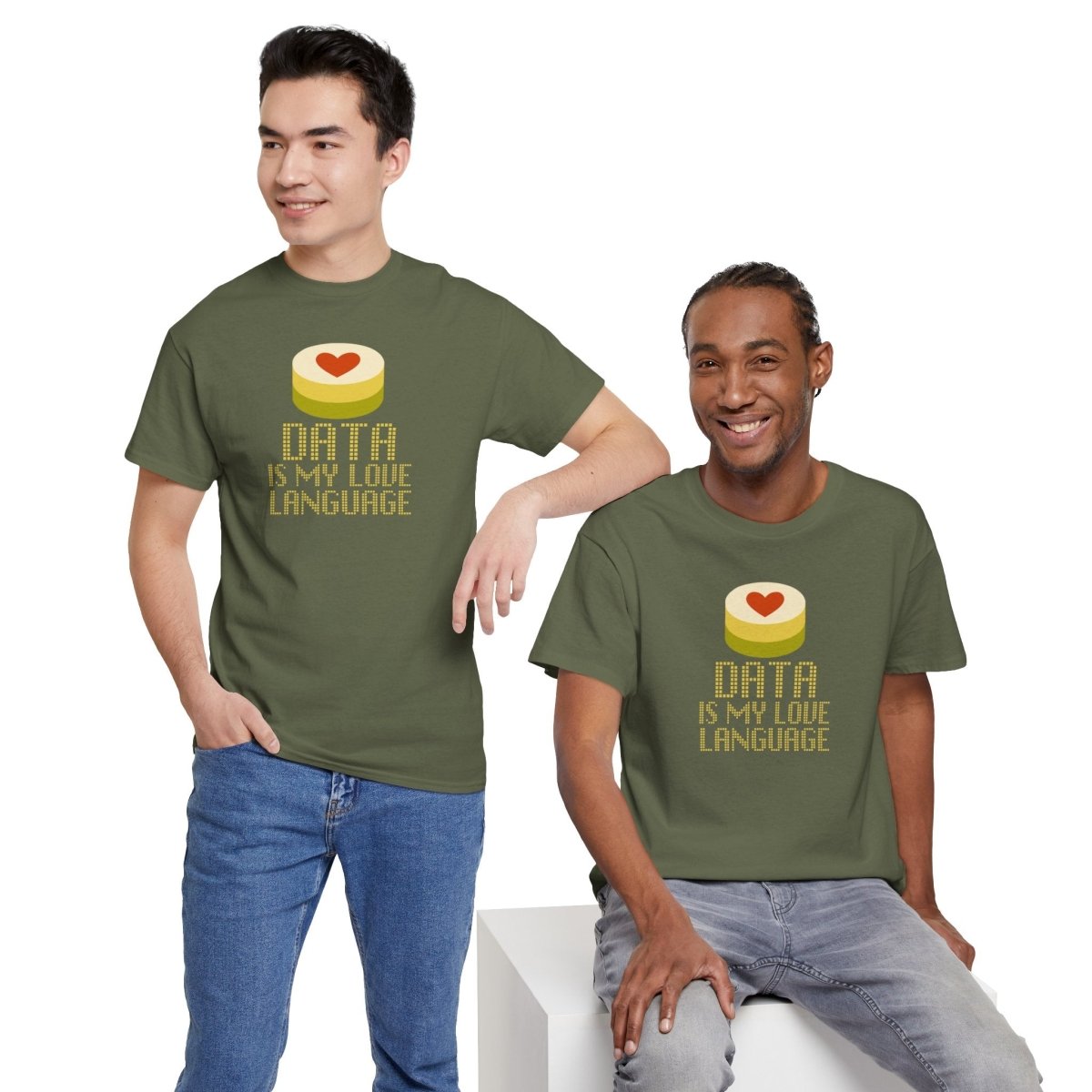 "Data is My Love Language" CW - 1 Casual Unisex Cotton T-Shirt, Tech Enthusiast Gift, Cute Data Lover Apparel, Geeky Gift for Him Her - AI Tee Hero