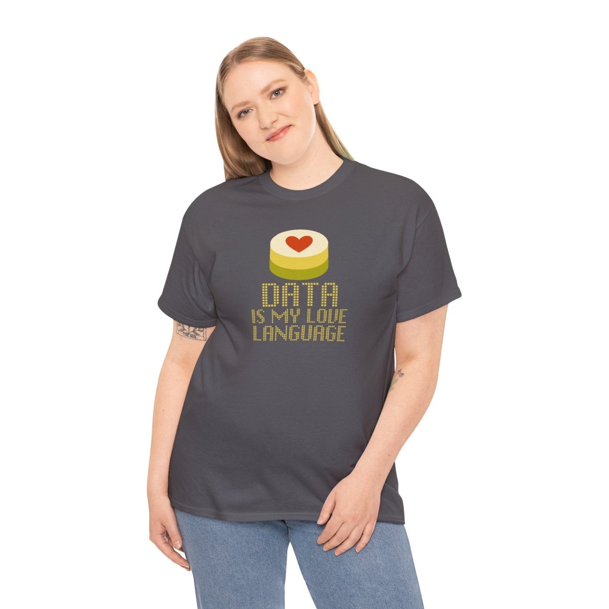 "Data is My Love Language" CW - 1 Casual Unisex Cotton T-Shirt, Tech Enthusiast Gift, Cute Data Lover Apparel, Geeky Gift for Him Her - AI Tee Hero