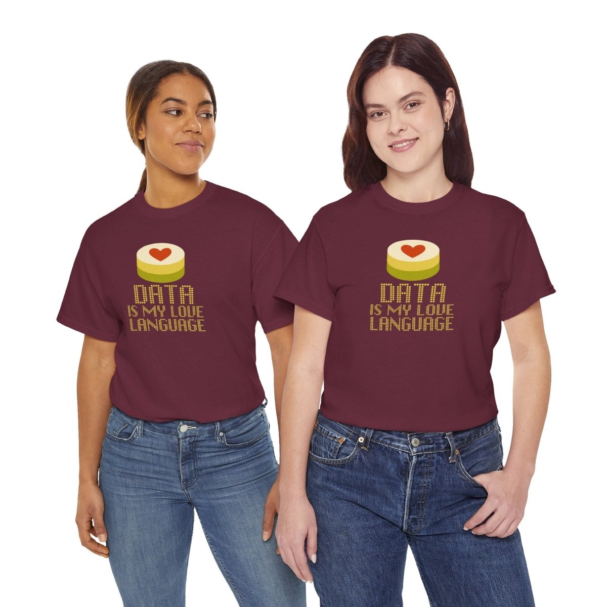 "Data is My Love Language" CW - 1 Casual Unisex Cotton T-Shirt, Tech Enthusiast Gift, Cute Data Lover Apparel, Geeky Gift for Him Her - AI Tee Hero