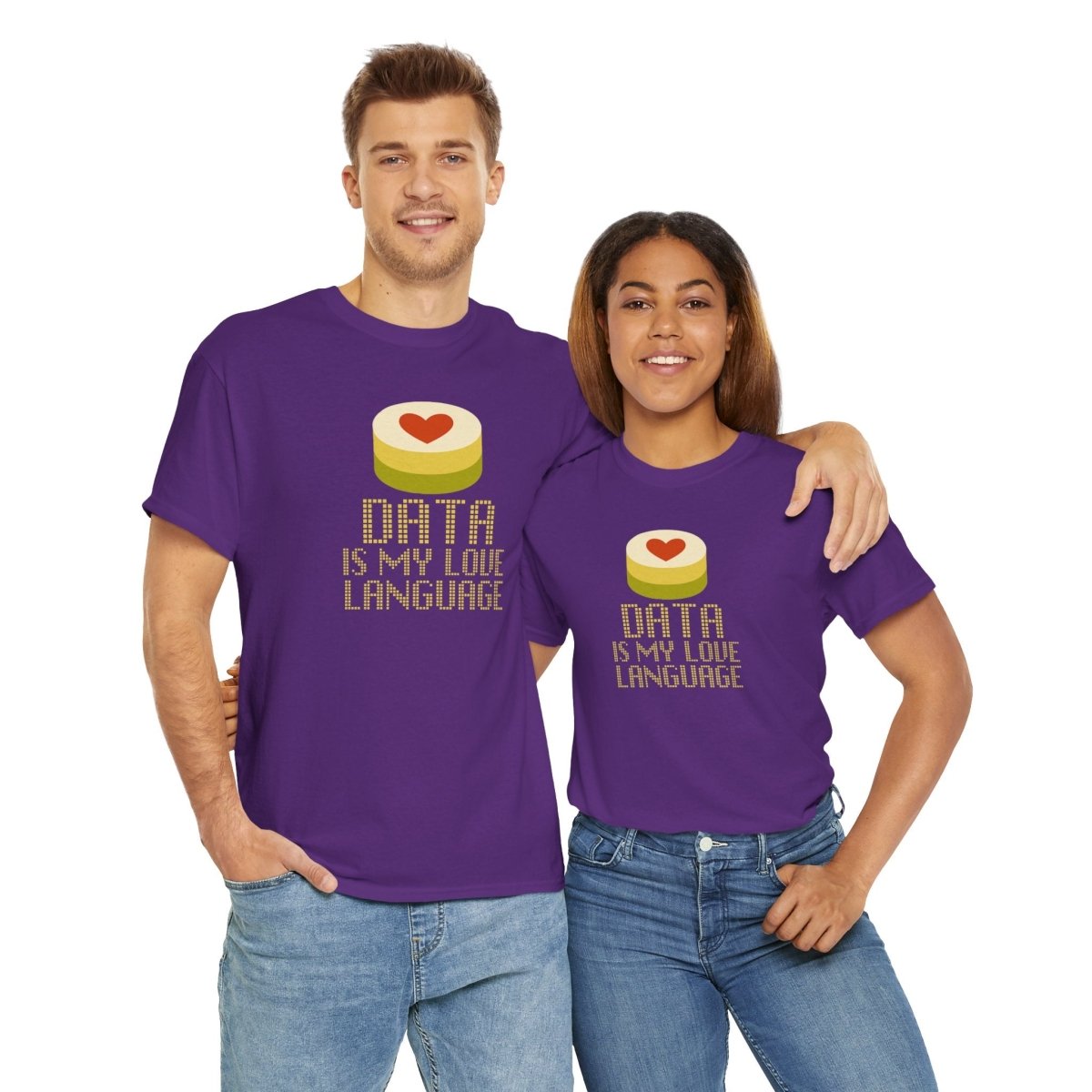 "Data is My Love Language" CW - 1 Casual Unisex Cotton T-Shirt, Tech Enthusiast Gift, Cute Data Lover Apparel, Geeky Gift for Him Her - AI Tee Hero