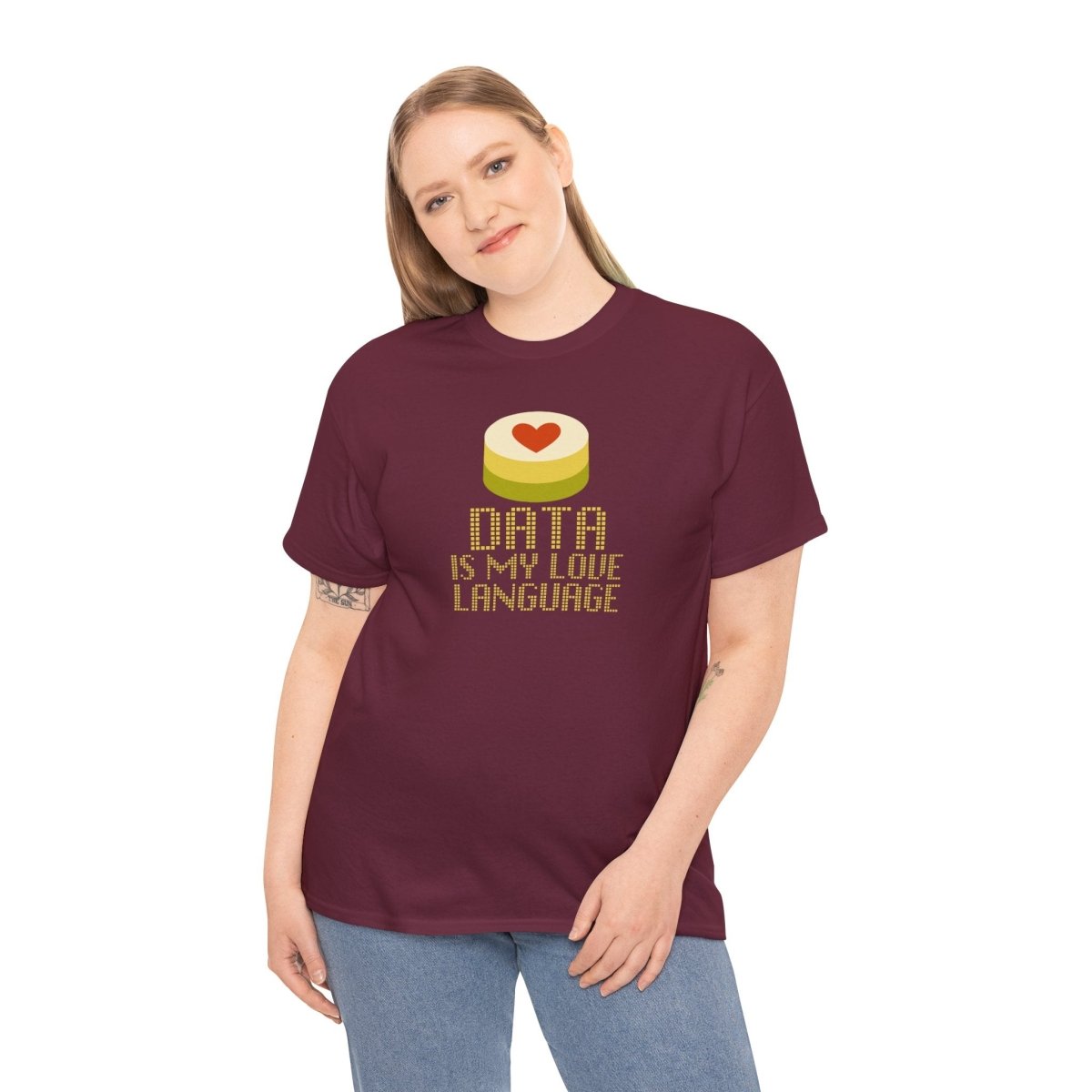 "Data is My Love Language" CW - 1 Casual Unisex Cotton T-Shirt, Tech Enthusiast Gift, Cute Data Lover Apparel, Geeky Gift for Him Her - AI Tee Hero