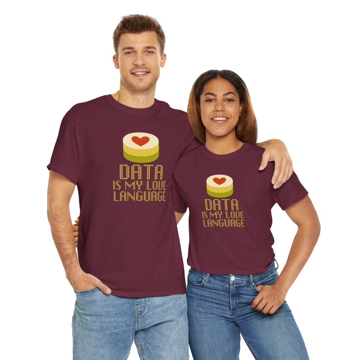 "Data is My Love Language" CW - 1 Casual Unisex Cotton T-Shirt, Tech Enthusiast Gift, Cute Data Lover Apparel, Geeky Gift for Him Her - AI Tee Hero