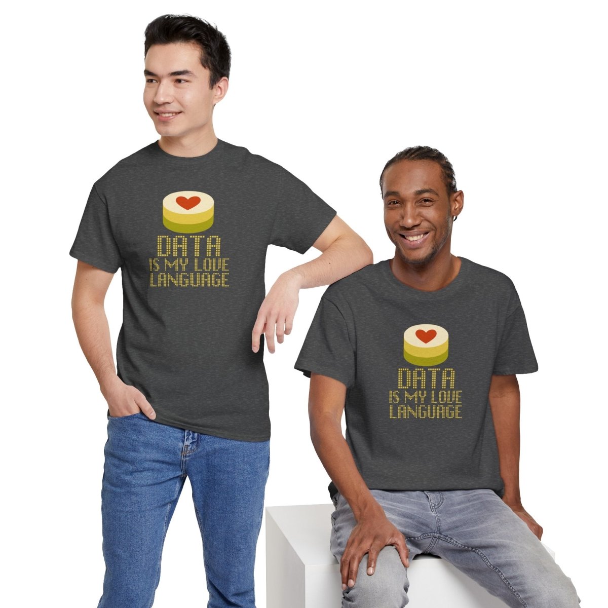 "Data is My Love Language" CW - 1 Casual Unisex Cotton T-Shirt, Tech Enthusiast Gift, Cute Data Lover Apparel, Geeky Gift for Him Her - AI Tee Hero