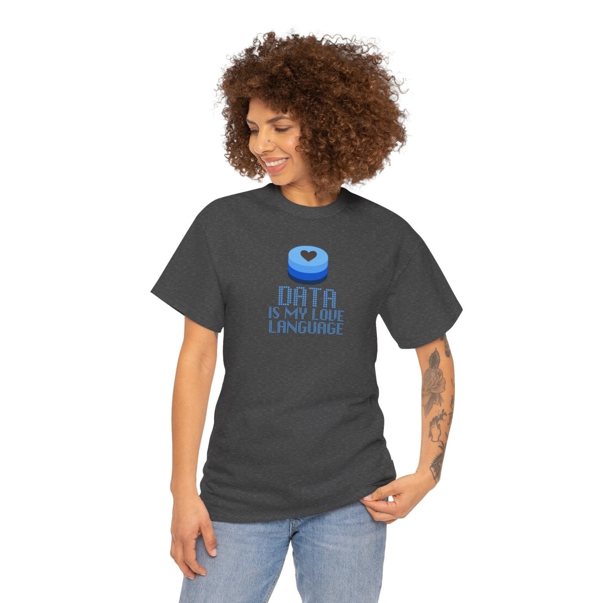 "Data is My Love Language" CW - 2 Casual Unisex Cotton T-Shirt, Tech Enthusiast Gift, Cute Data Lover Apparel, Geeky Gift for Him Her - AI Tee Hero