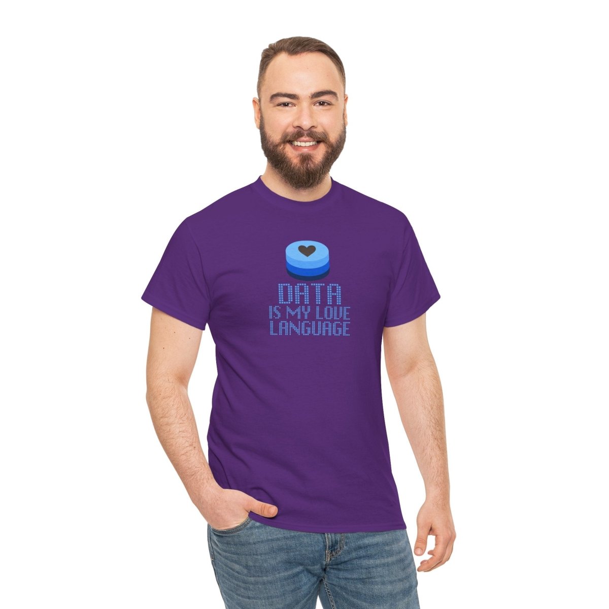 "Data is My Love Language" CW - 2 Casual Unisex Cotton T-Shirt, Tech Enthusiast Gift, Cute Data Lover Apparel, Geeky Gift for Him Her - AI Tee Hero