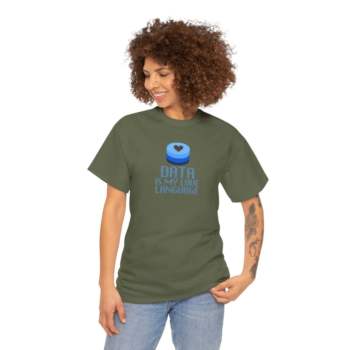 "Data is My Love Language" CW - 2 Casual Unisex Cotton T-Shirt, Tech Enthusiast Gift, Cute Data Lover Apparel, Geeky Gift for Him Her - AI Tee Hero
