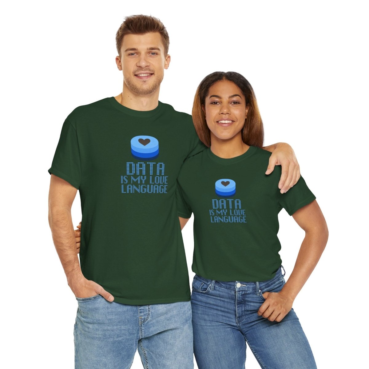 "Data is My Love Language" CW - 2 Casual Unisex Cotton T-Shirt, Tech Enthusiast Gift, Cute Data Lover Apparel, Geeky Gift for Him Her - AI Tee Hero