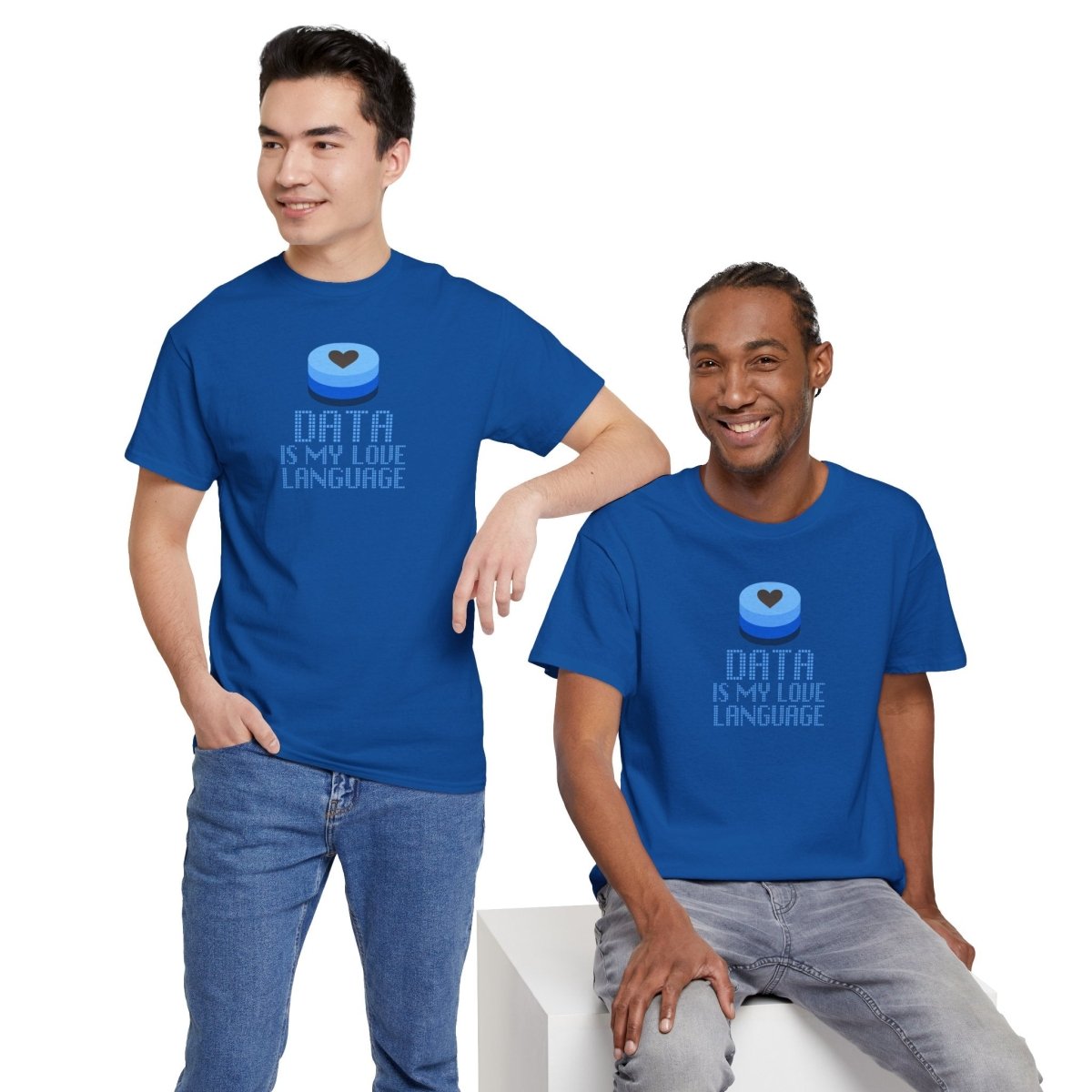 "Data is My Love Language" CW - 2 Casual Unisex Cotton T-Shirt, Tech Enthusiast Gift, Cute Data Lover Apparel, Geeky Gift for Him Her - AI Tee Hero