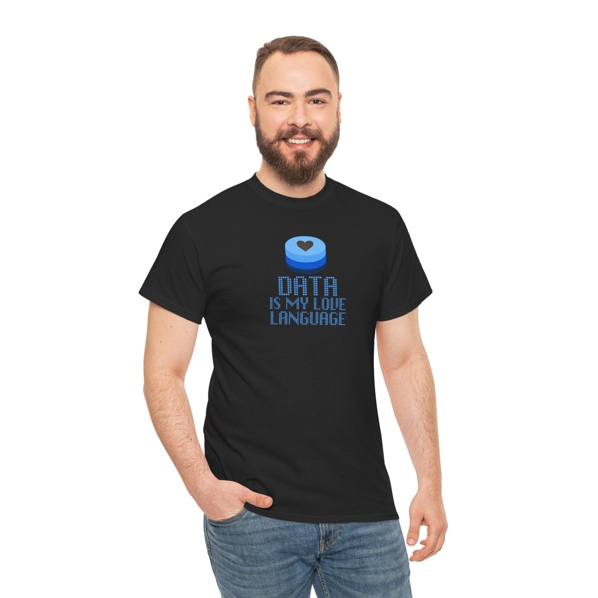 "Data is My Love Language" CW - 2 Casual Unisex Cotton T-Shirt, Tech Enthusiast Gift, Cute Data Lover Apparel, Geeky Gift for Him Her - AI Tee Hero